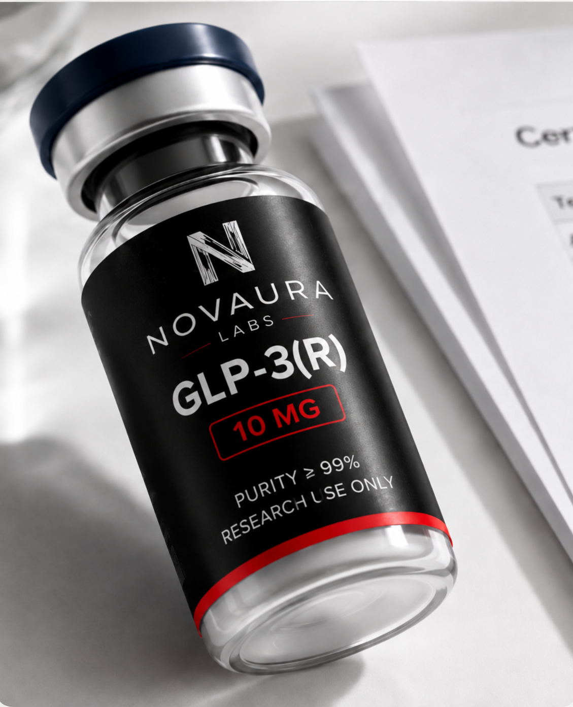 NOVAURA vial with Certificate of Analysis